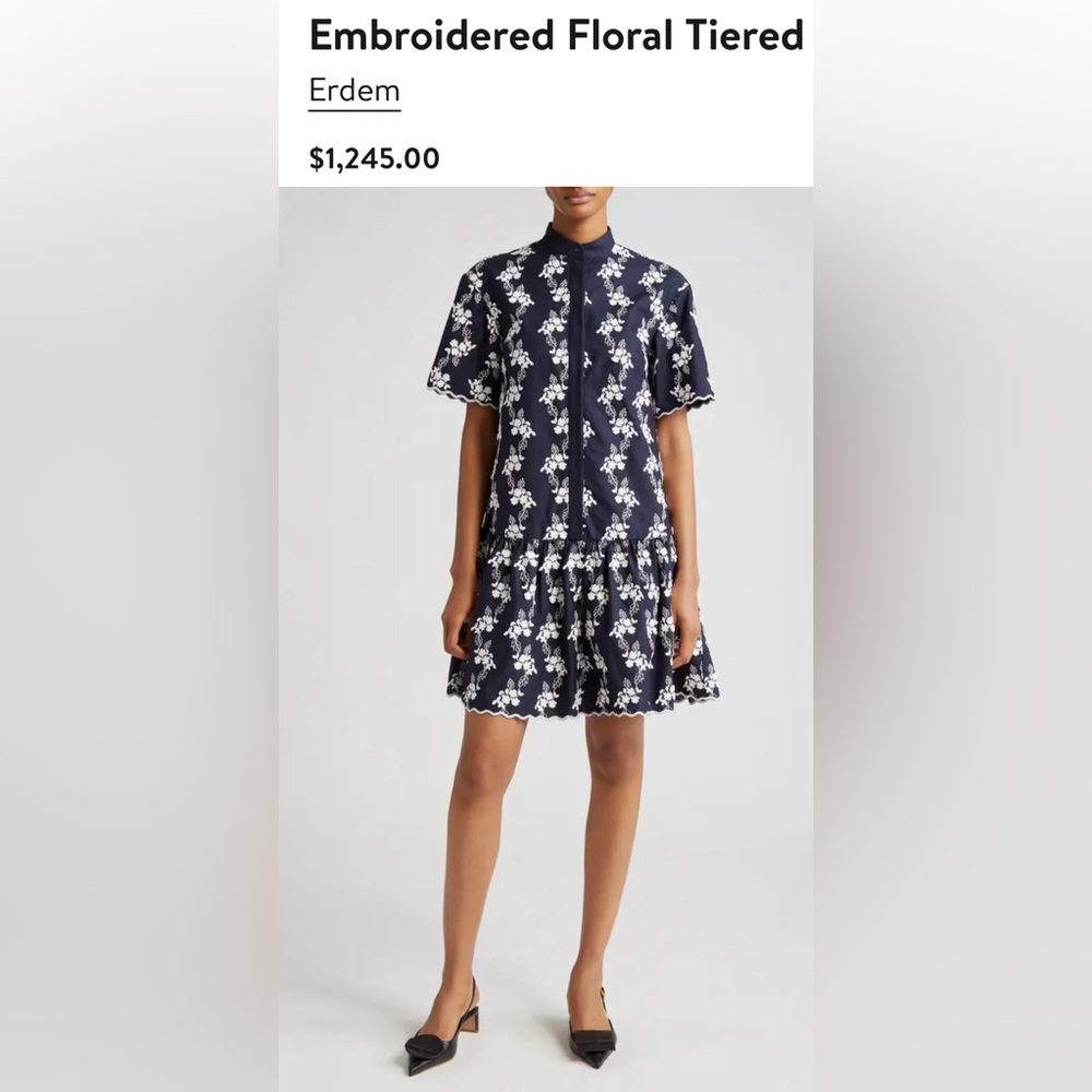 ERDEM embroidered floral tiered mini dress